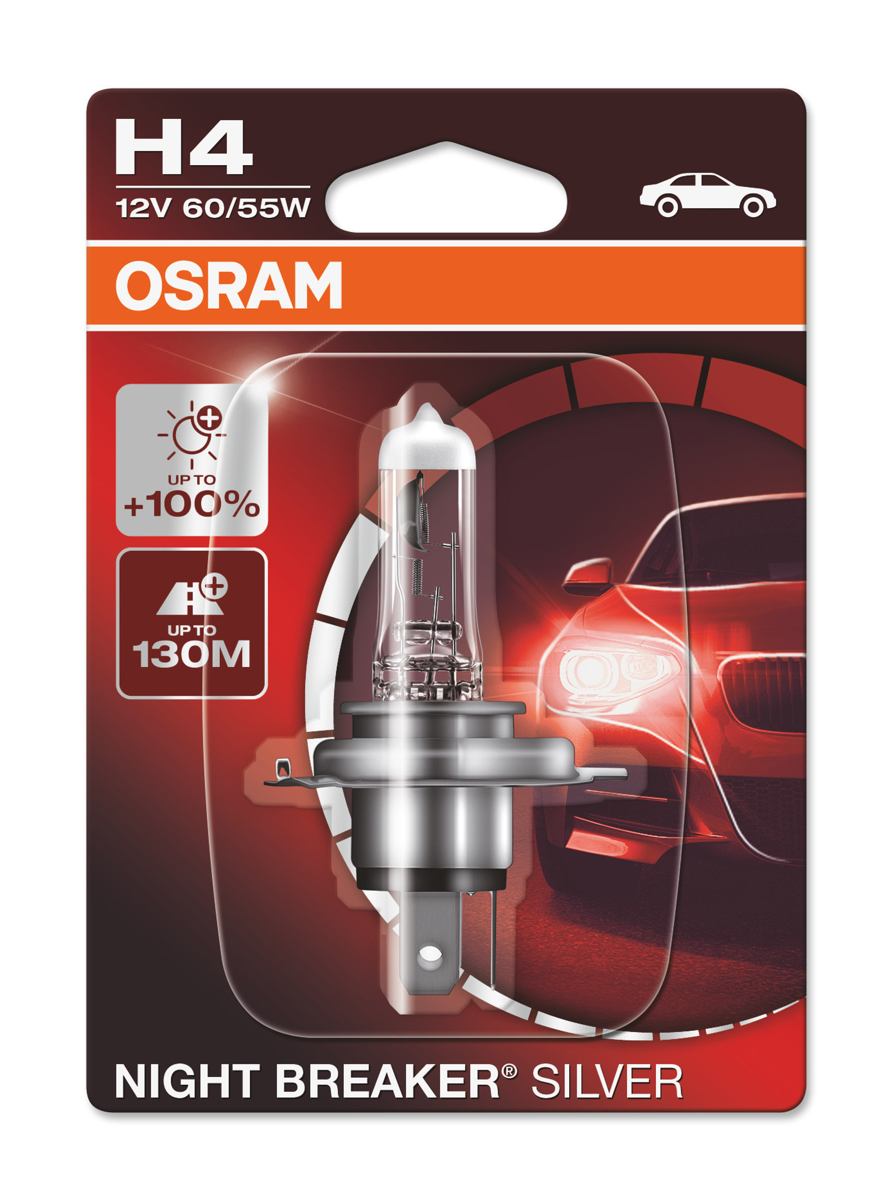 Osram Night Breaker Silver 55w headlight bulbs, H4 